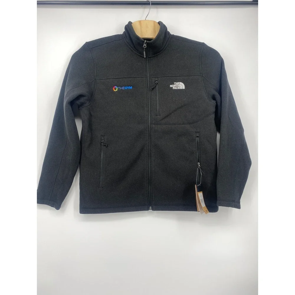 The North Face Sweater Fleece Jacket Mens Large Black Full Zip Gym Logo